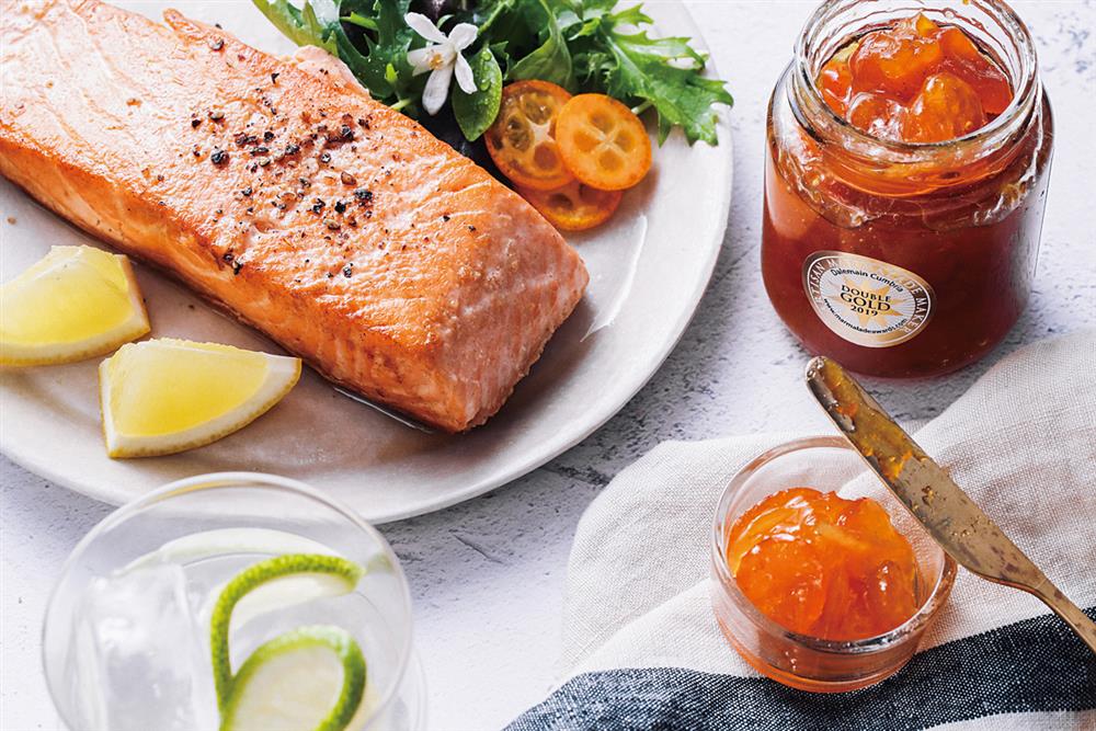 「橙花金棗黃檸檬」不只奪得「最適合佐餐(魚料理)」與「使用有趣食材」兩類金獎,更一舉獲最大獎「年度雙金」